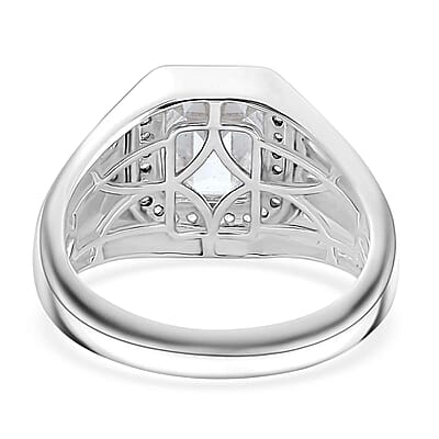 J Francis Embellished with Zirconia by Swarovski 6.85 ctw Men's Ring in Rhodium Over Sterling Silver (Size 10.0) 