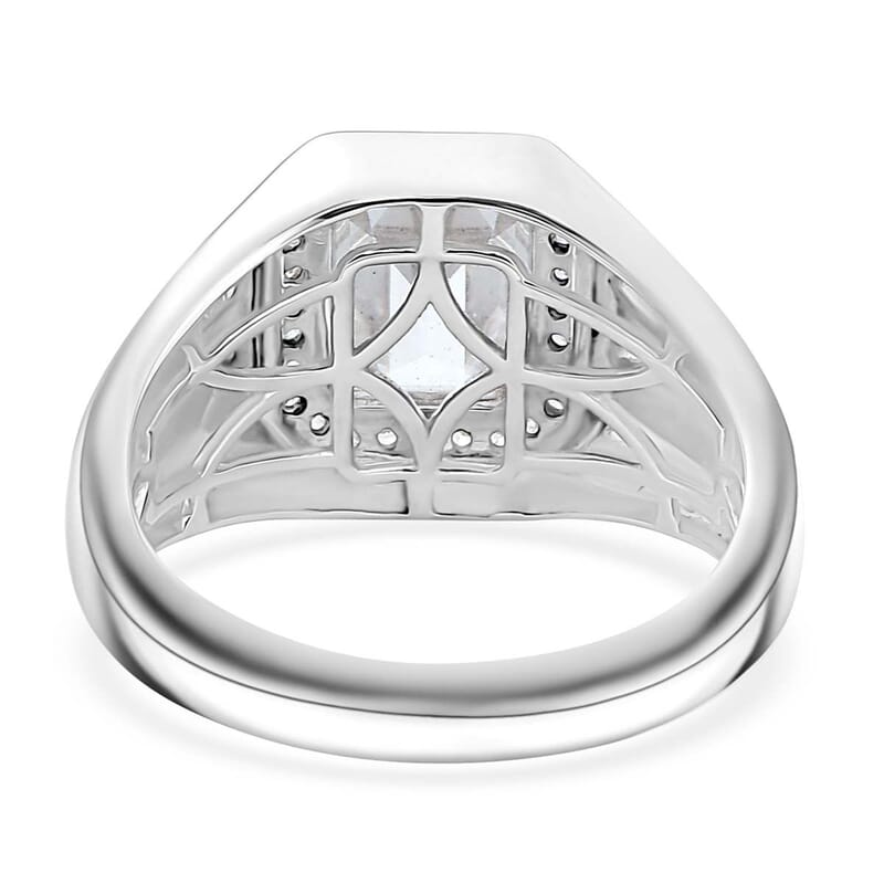 J Francis Embellished with Zirconia by Swarovski 6.85 ctw Men's Ring in Rhodium Over Sterling Silver (Size 10.0) 