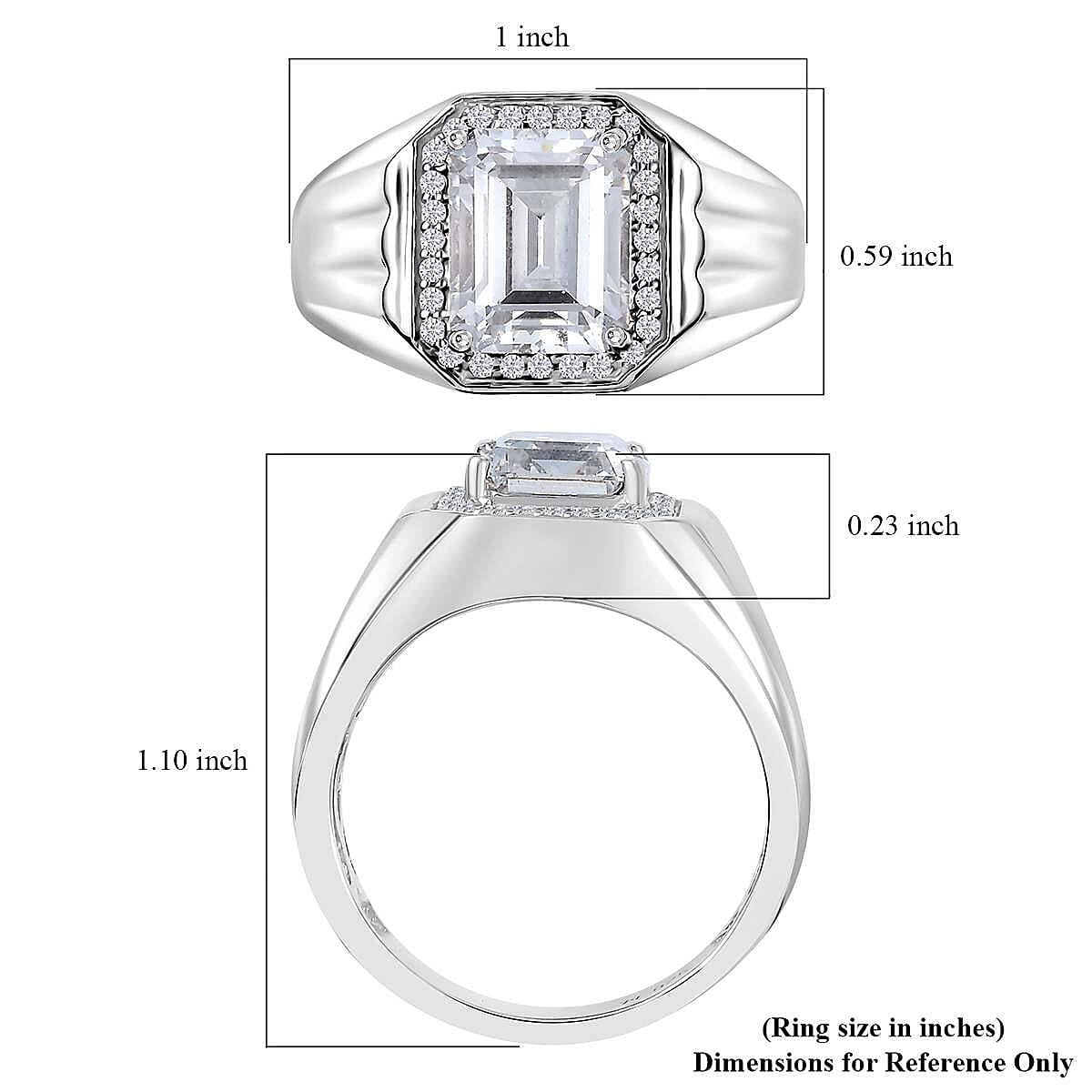 J Francis Embellished with Zirconia by Swarovski 6.85 ctw Men's Ring in Rhodium Over Sterling Silver (Size 10.0) 