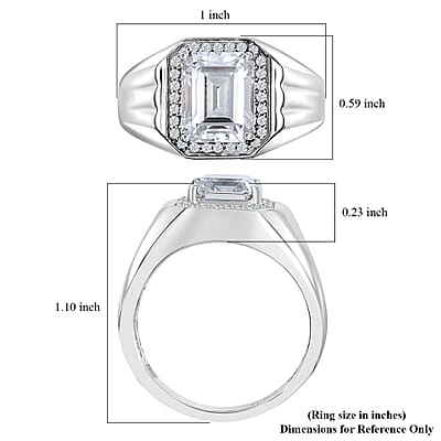 J Francis Embellished with Zirconia by Swarovski 6.85 ctw Men's Ring in Rhodium Over Sterling Silver (Size 10.0) 