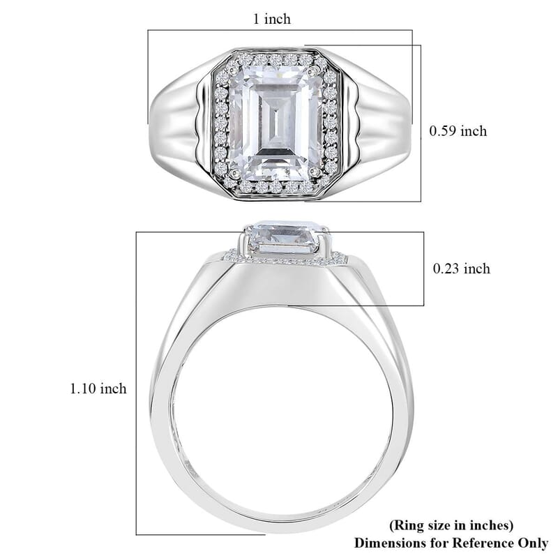J Francis Embellished with Zirconia by Swarovski 6.85 ctw Men's Ring in Rhodium Over Sterling Silver (Size 10.0) 