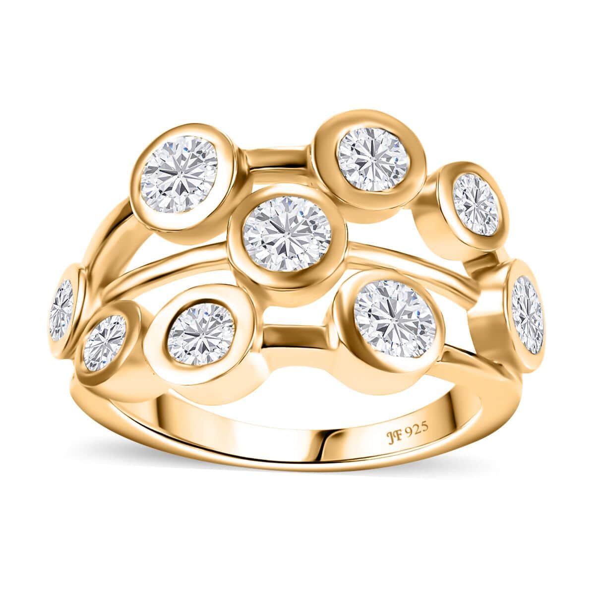 J Francis Embellished with Zirconia by Swarovski 3.15 ctw Bubbles Ring in 18K Vermeil Yellow Gold Sterling Silver (Size 10.0) image number 0