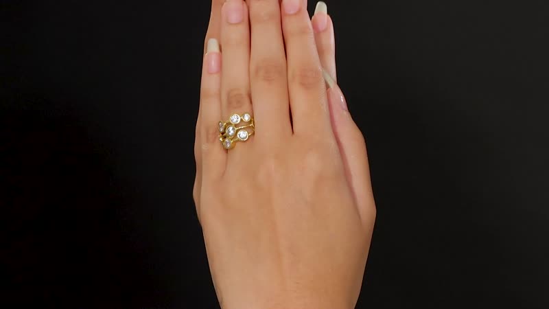 J Francis Embellished with Zirconia by Swarovski 3.15 ctw Bubbles Ring in 18K Vermeil Yellow Gold Sterling Silver (Size 10.0)