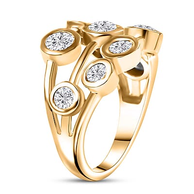 J Francis Embellished with Zirconia by Swarovski 3.15 ctw Bubbles Ring in 18K Vermeil Yellow Gold Sterling Silver (Size 10.0)