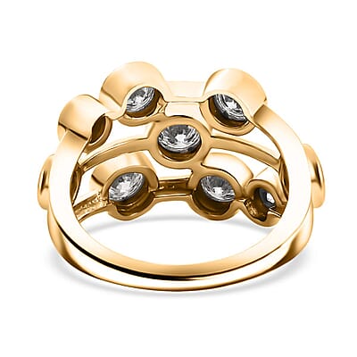 J Francis Embellished with Zirconia by Swarovski 3.15 ctw Bubbles Ring in 18K Vermeil Yellow Gold Sterling Silver (Size 10.0)