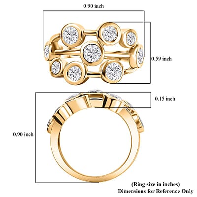 J Francis Embellished with Zirconia by Swarovski 3.15 ctw Bubbles Ring in 18K Vermeil Yellow Gold Sterling Silver (Size 10.0)