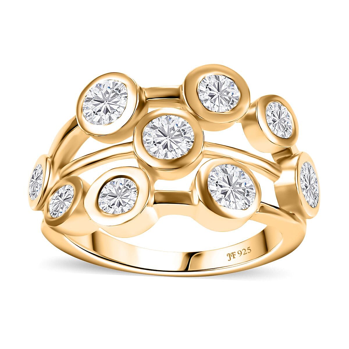 J Francis Embellished with Zirconia by Swarovski 3.15 ctw Bubbles Ring in 18K Vermeil Yellow Gold Sterling Silver (Size 9.0) image number 0