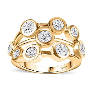J Francis Embellished with Zirconia by Swarovski 3.15 ctw Bubbles Ring in 18K Vermeil Yellow Gold Sterling Silver (Size 9.0)