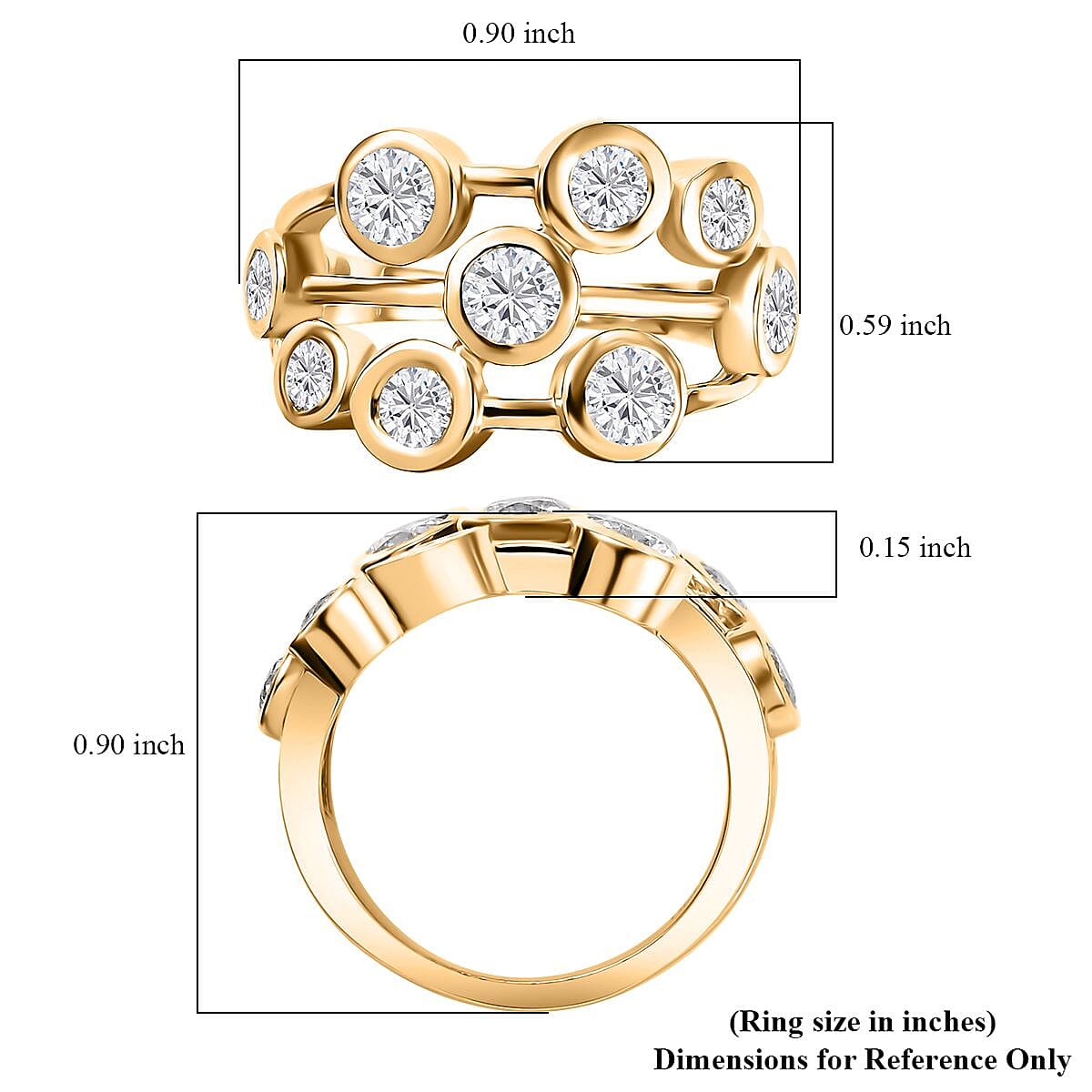 J Francis Embellished with Zirconia by Swarovski 3.15 ctw Bubbles Ring in 18K Vermeil Yellow Gold Sterling Silver (Size 9.0) image number 5