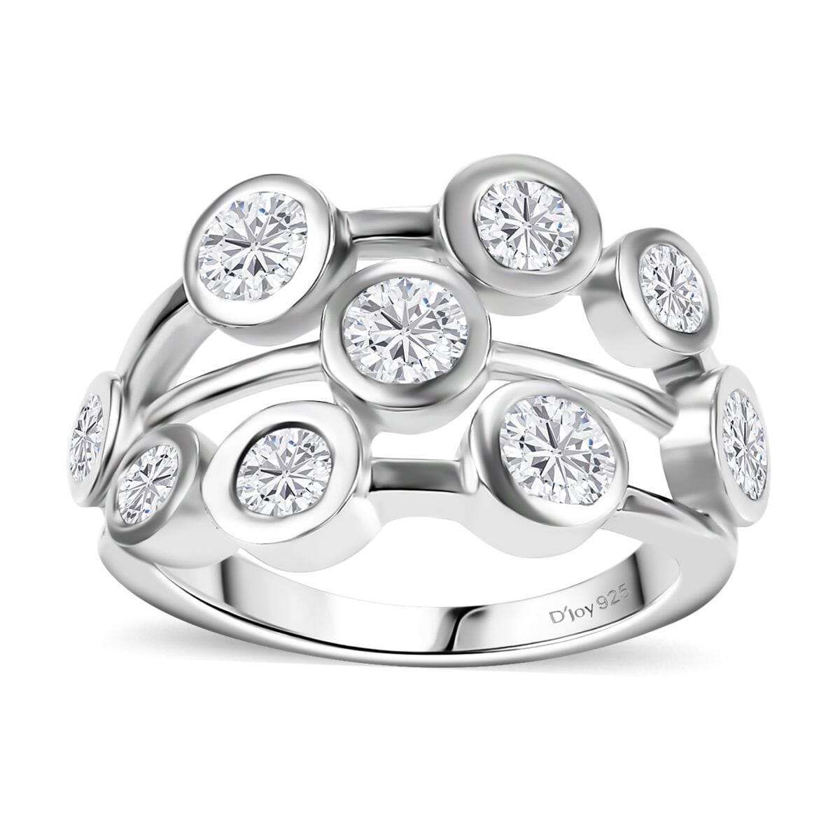 J Francis Embellished with Zirconia by Swarovski 3.15 ctw Bubbles Ring in Rhodium Over Sterling Silver (Size 7.0) image number 0