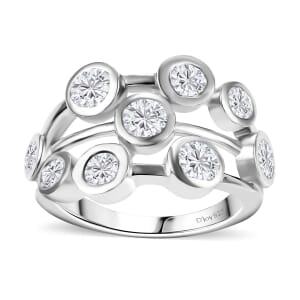 J Francis Embellished with Zirconia by Swarovski 3.15 ctw Bubbles Ring in Rhodium Over Sterling Silver (Size 7.0)