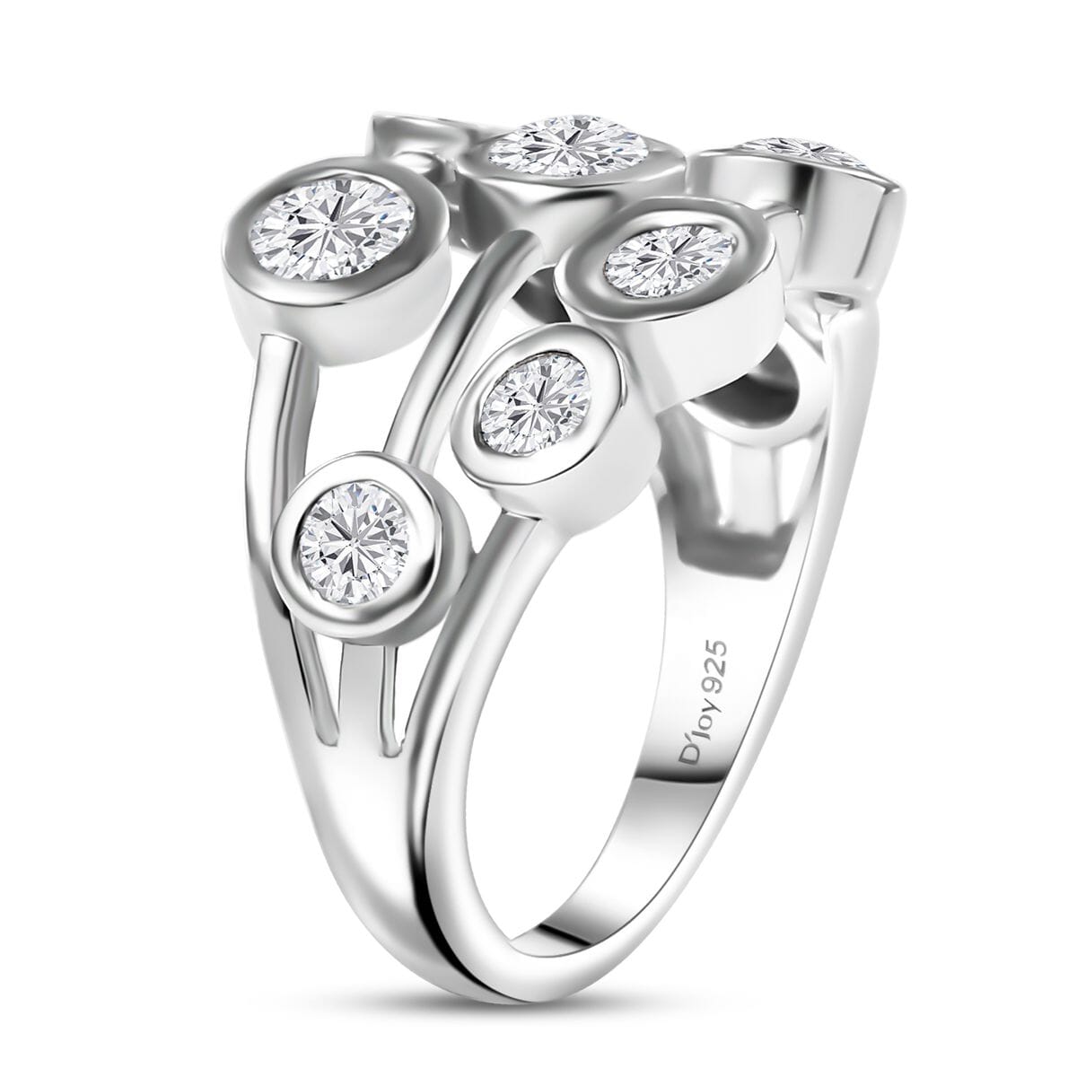 J Francis Embellished with Zirconia by Swarovski 3.15 ctw Bubbles Ring in Rhodium Over Sterling Silver (Size 7.0) image number 4