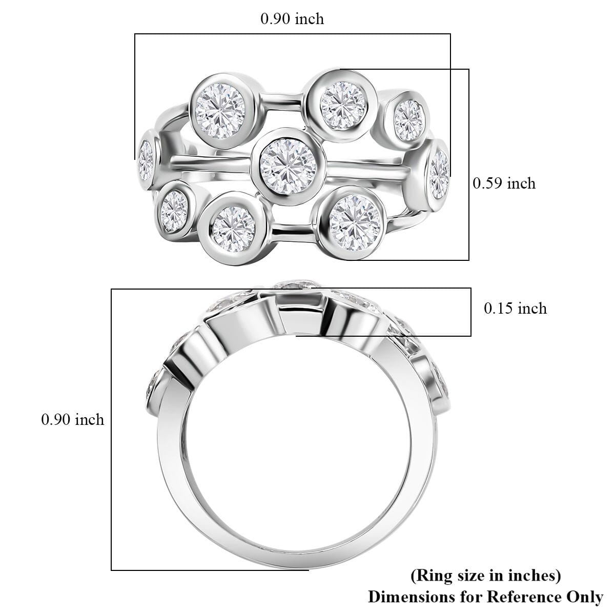 J Francis Embellished with Zirconia by Swarovski 3.15 ctw Bubbles Ring in Rhodium Over Sterling Silver (Size 7.0) image number 6