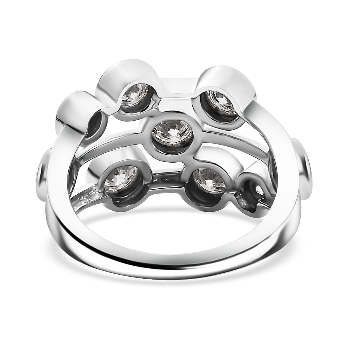 J Francis Embellished with Zirconia by Swarovski 3.15 ctw Bubbles Ring in Rhodium Over Sterling Silver (Size 9.0) image number 5
