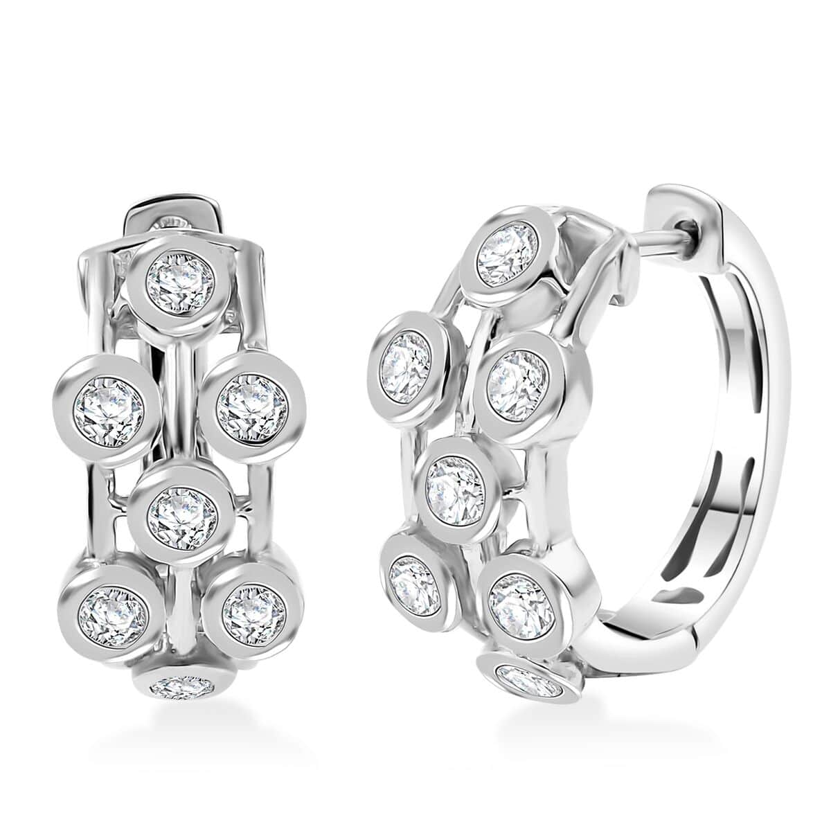 J Francis Embellished with Zirconia by Swarovski Hoop Earrings in Rhodium Over Sterling Silver 2.75 ctw image number 0