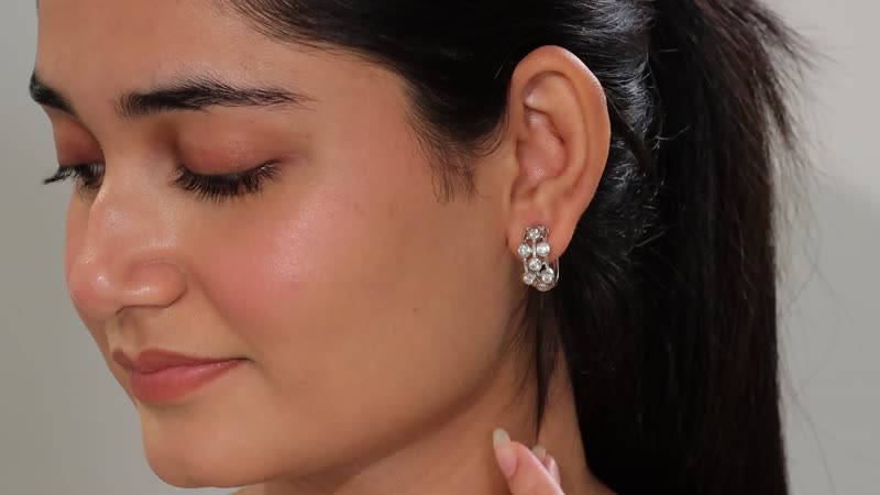 J Francis Embellished with Zirconia by Swarovski Hoop Earrings in Rhodium Over Sterling Silver 2.75 ctw