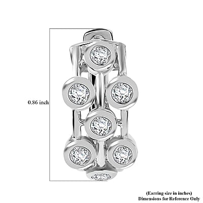 J Francis Embellished with Zirconia by Swarovski 2.75 ctw Hoop Earrings in Rhodium Over Sterling Silver