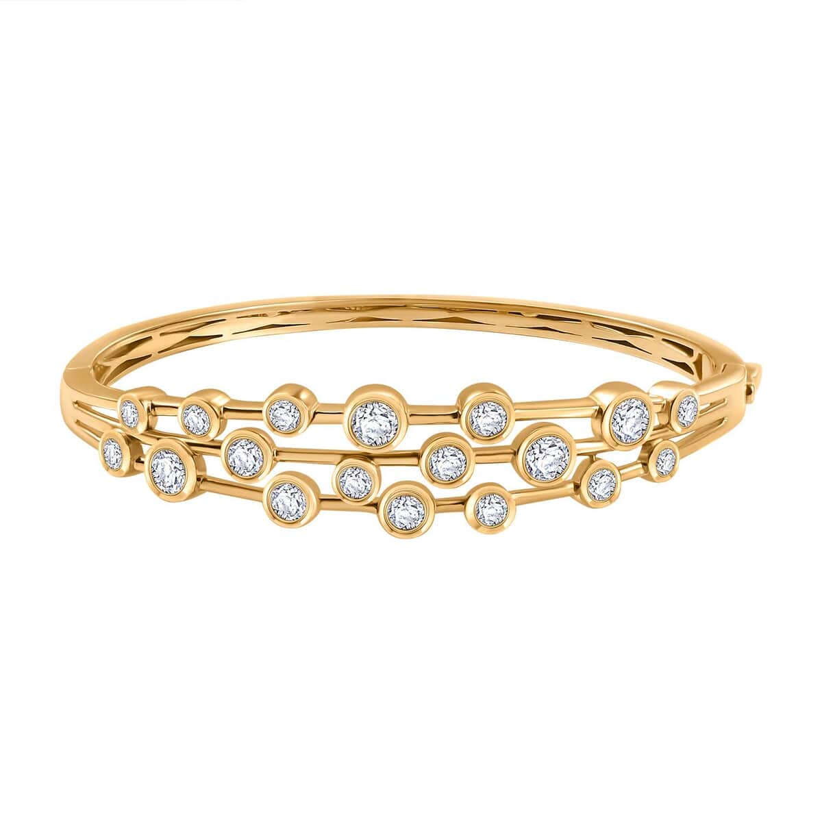 J Francis Embellished with Zirconia by Swarovski 8.70 ctw Bubbles Bangle Bracelet in 18K Vermeil Yellow Gold Over Sterling Silver (7.25 In)  image number 0