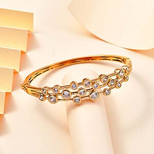 J Francis Embellished with Zirconia by Swarovski 8.70 ctw Bubbles Bangle Bracelet in 18K Vermeil Yellow Gold Over Sterling Silver (7.25 In) 