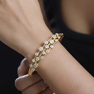 J Francis Embellished with Zirconia by Swarovski 8.70 ctw Bubbles Bangle Bracelet in 18K Vermeil Yellow Gold Over Sterling Silver (7.25 In) 