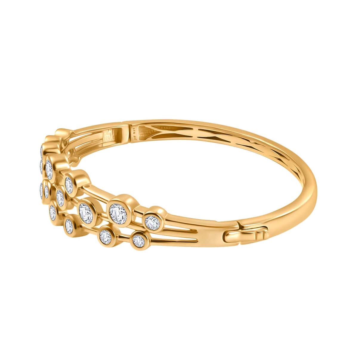 J Francis Embellished with Zirconia by Swarovski 8.70 ctw Bubbles Bangle Bracelet in 18K Vermeil Yellow Gold Over Sterling Silver (7.25 In)  image number 3