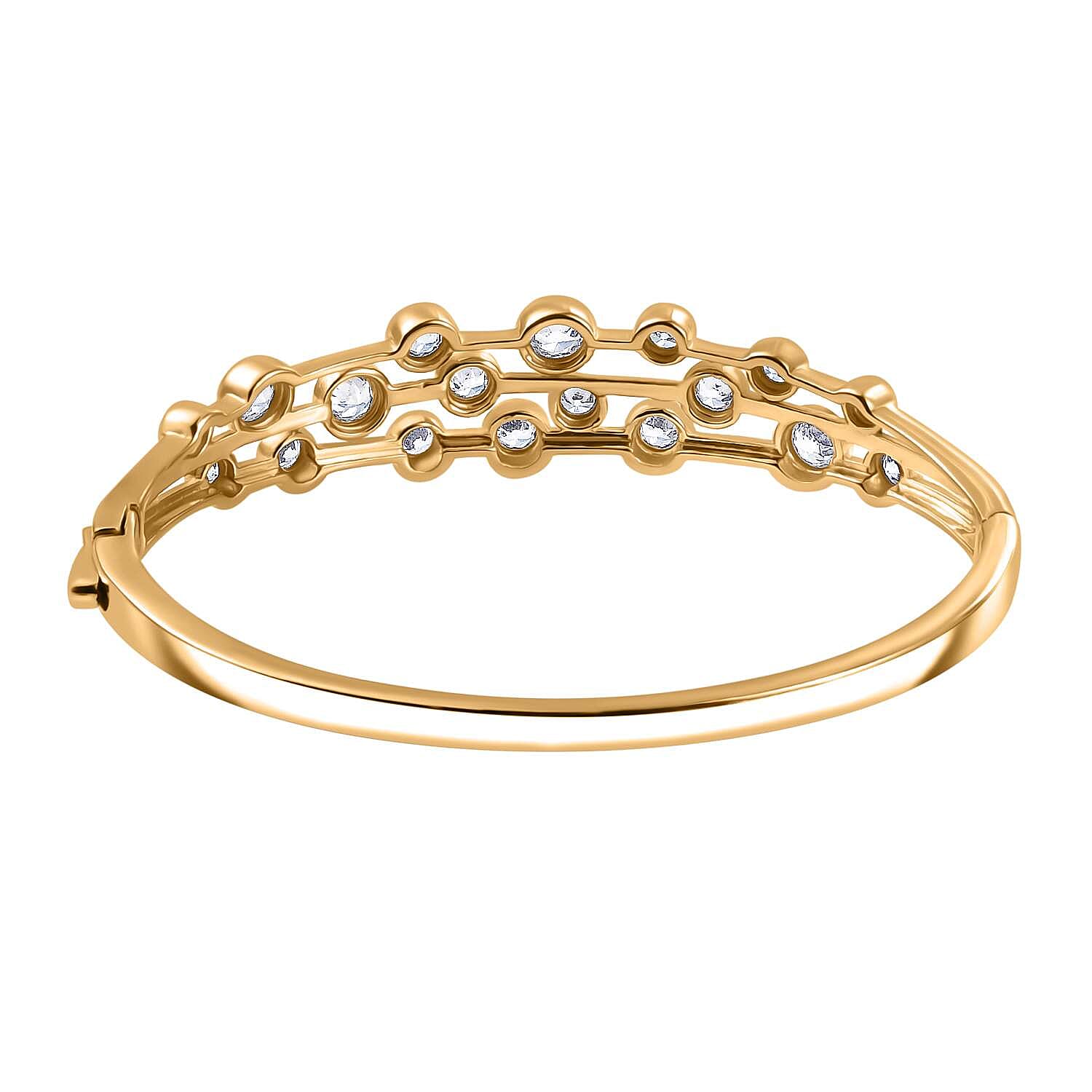 J Francis Embellished with Zirconia by Swarovski 8.70 ctw Bubbles Bangle Bracelet in 18K Vermeil Yellow Gold Over Sterling Silver (7.25 In) 