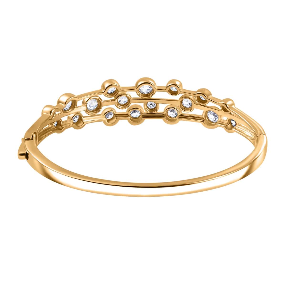 J Francis Embellished with Zirconia by Swarovski 8.70 ctw Bubbles Bangle Bracelet in 18K Vermeil Yellow Gold Over Sterling Silver (7.25 In)  image number 4