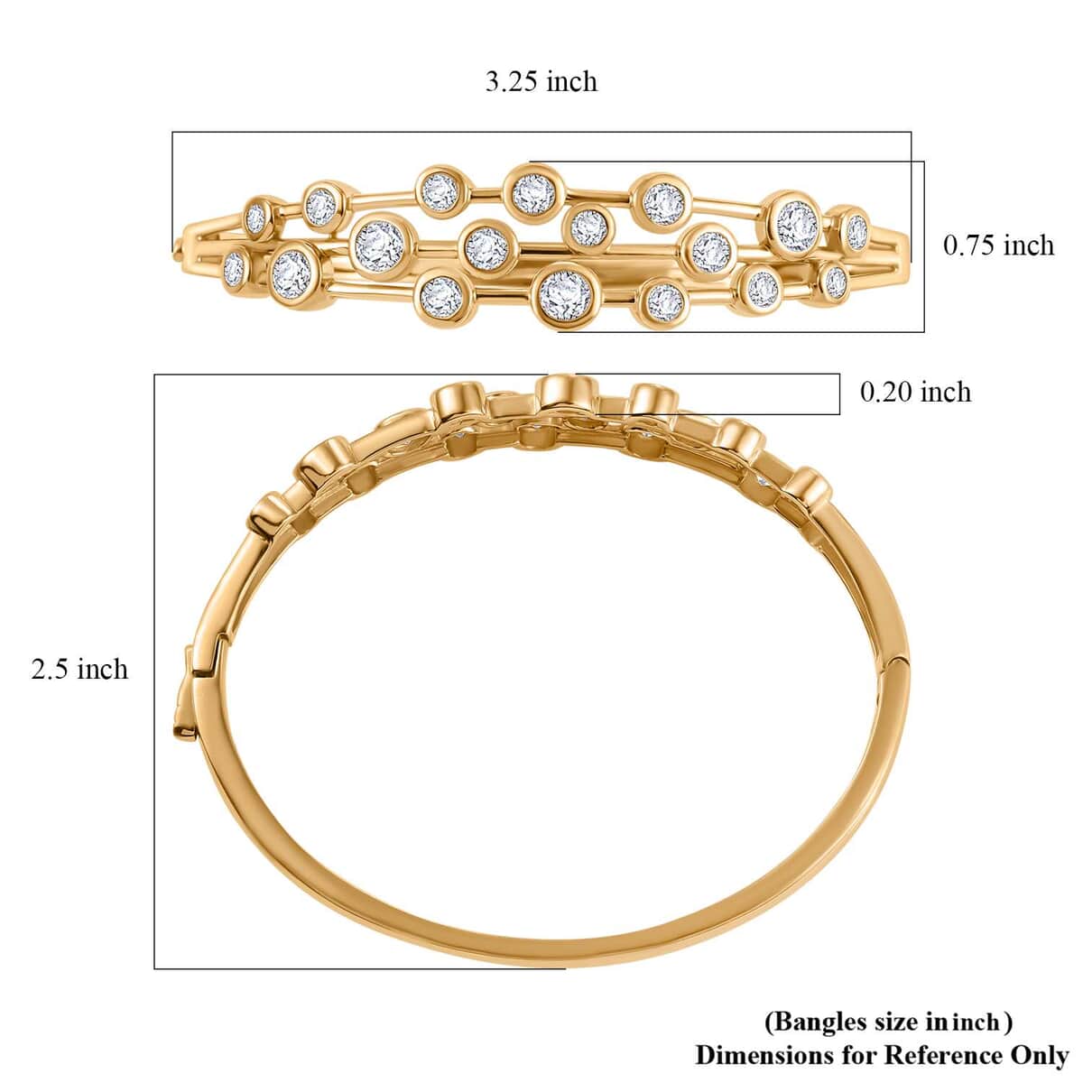 J Francis Embellished with Zirconia by Swarovski 8.70 ctw Bubbles Bangle Bracelet in 18K Vermeil Yellow Gold Over Sterling Silver (7.25 In)  image number 5