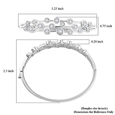 J Francis Embellished with Zirconia by Swarovski 8.70 ctw Bubbles Bangle Bracelet in Rhodium Over Sterling Silver (7.25 In)