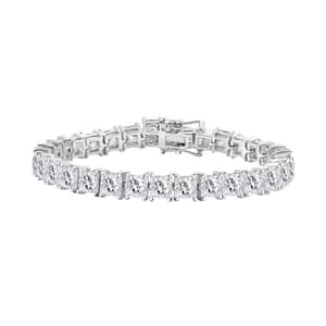 J Francis Embellished with Zirconia by Swarovski 40.10 ctw Tennis Bracelet in Rhodium Over Sterling Silv (6.50 In) 