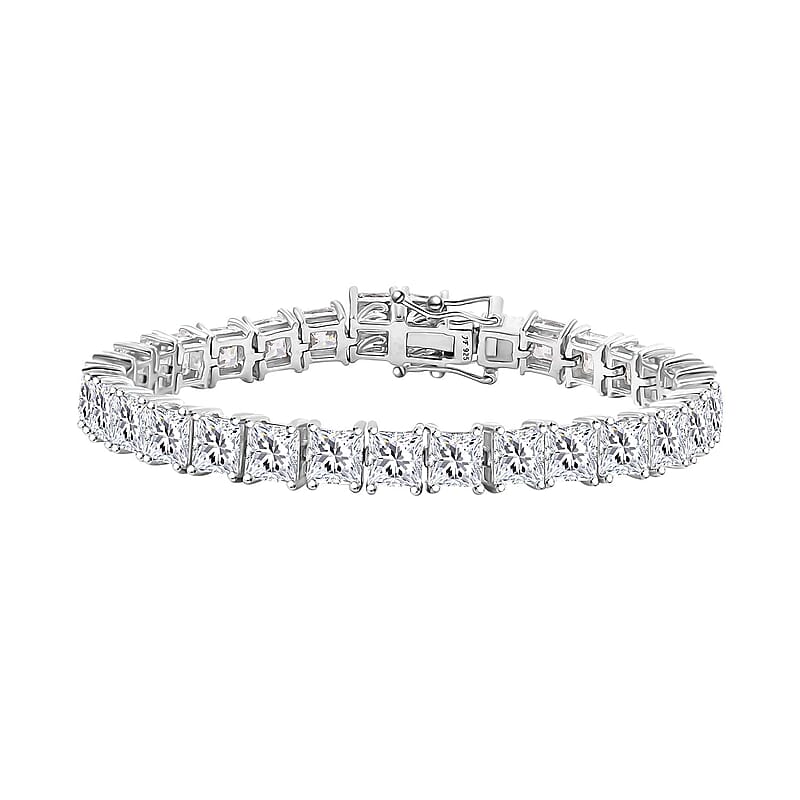 J Francis Embellished with Zirconia by Swarovski 40.10 ctw Tennis Bracelet in Rhodium Over Sterling Silv (6.50 In) 