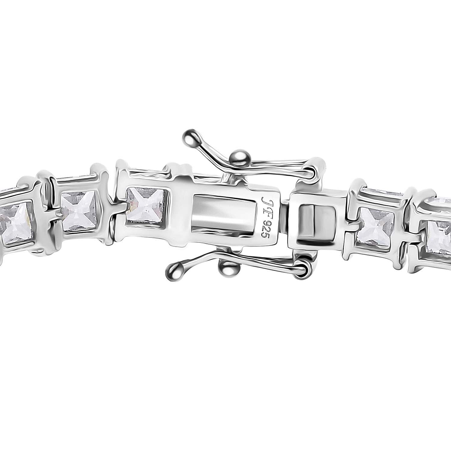 J Francis Embellished with Zirconia by Swarovski 40.10 ctw Tennis Bracelet in Rhodium Over Sterling Silv (6.50 In) 