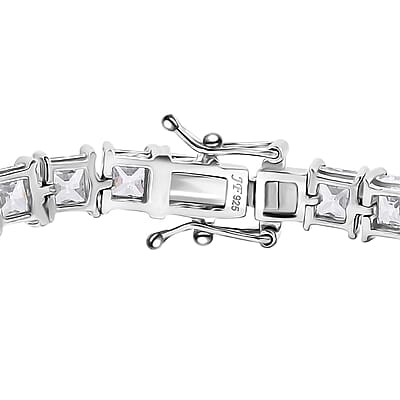J Francis Embellished with Zirconia by Swarovski 40.10 ctw Tennis Bracelet in Rhodium Over Sterling Silv (6.50 In) 