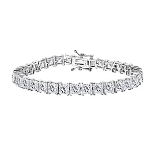 J Francis Embellished with Zirconia by Swarovski 44.10 ctw Tennis Bracelet in Rhodium Over Sterling Silver (7.25 In)
