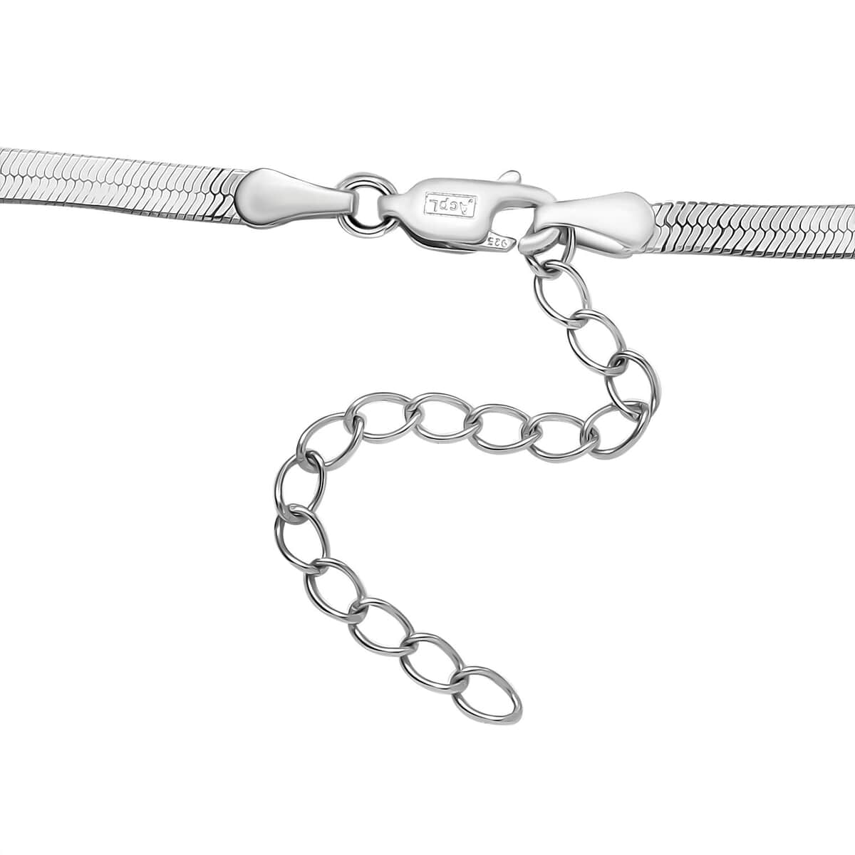 J Francis Embellished with Zirconia by Swarovski 6.40 ctw Herringbone Chain Station Necklace 18-20 Inches in Rhodium Over Sterling Silver image number 5