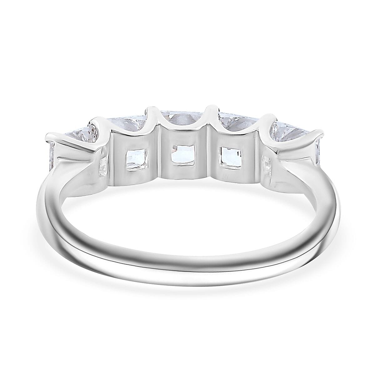 J Francis Embellished with Zirconia by Swarovski 3.35 ctw 5 Stone Ring in Rhodium Over Sterling Silver (Size 10.0) 