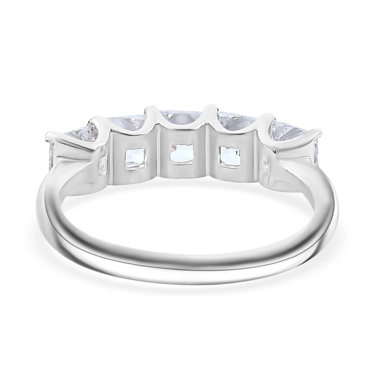 J Francis Embellished with Zirconia by Swarovski 3.35 ctw 5 Stone Ring in Rhodium Over Sterling Silver (Size 10.0) image number 5