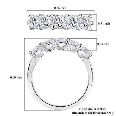 J Francis Embellished with Zirconia by Swarovski 3.35 ctw 5 Stone Ring in Rhodium Over Sterling Silver (Size 10.0) 