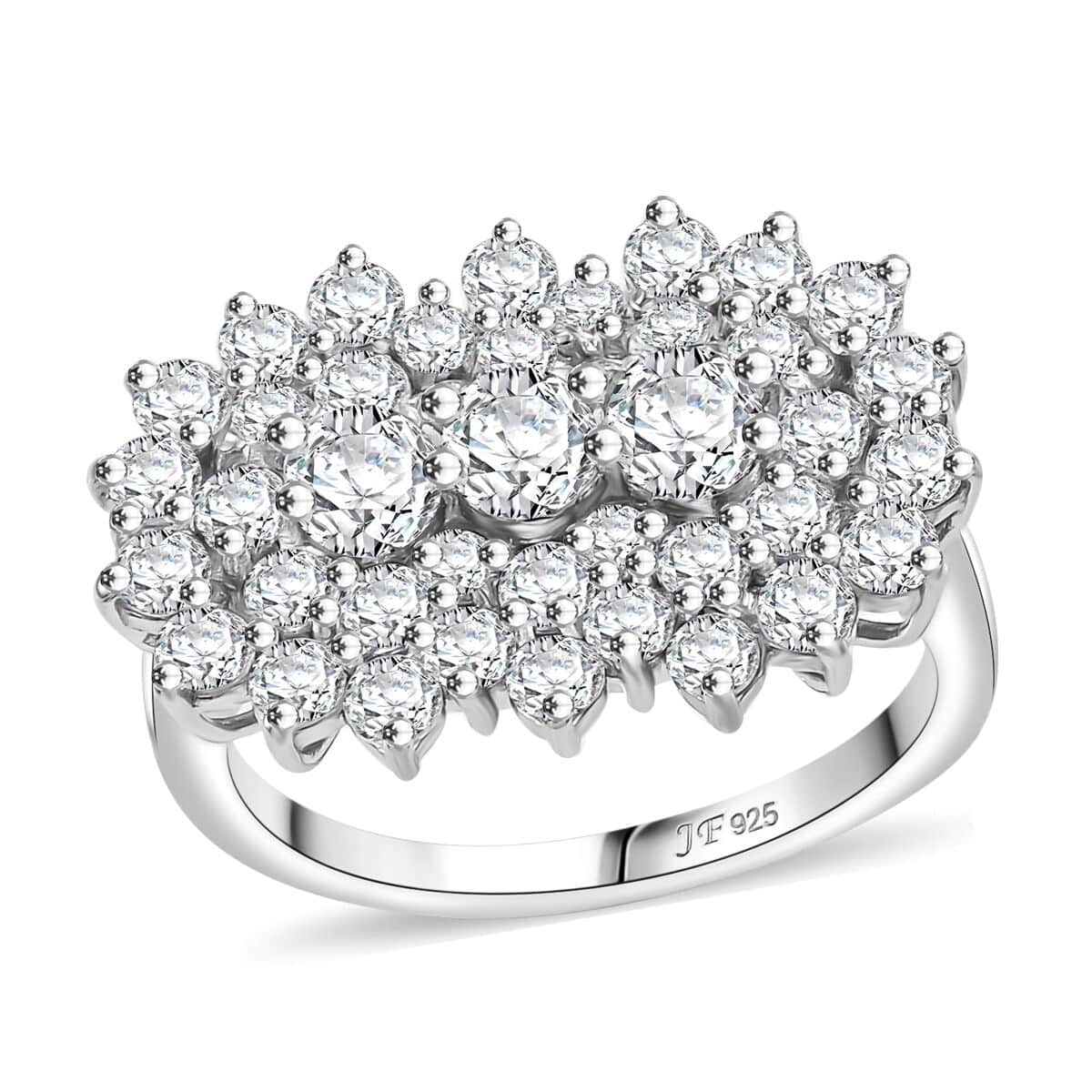 J Francis Embellished with Zirconia by Swarovski 4.15 ctw Floral Cluster Ring in Rhodium Over Sterling Silver (Size 10.0) image number 0