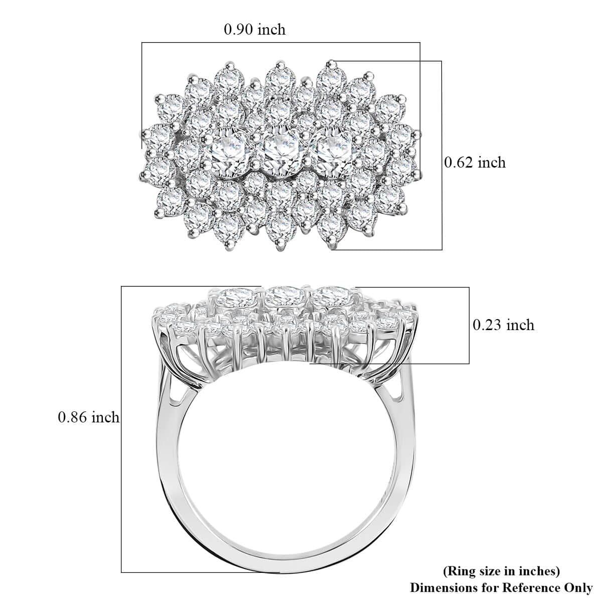 J Francis Embellished with Zirconia by Swarovski 4.15 ctw Floral Cluster Ring in Rhodium Over Sterling Silver (Size 10.0) image number 6