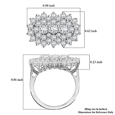 J Francis Embellished with Zirconia by Swarovski 4.15 ctw Floral Cluster Ring in Rhodium Over Sterling Silver (Size 10.0)