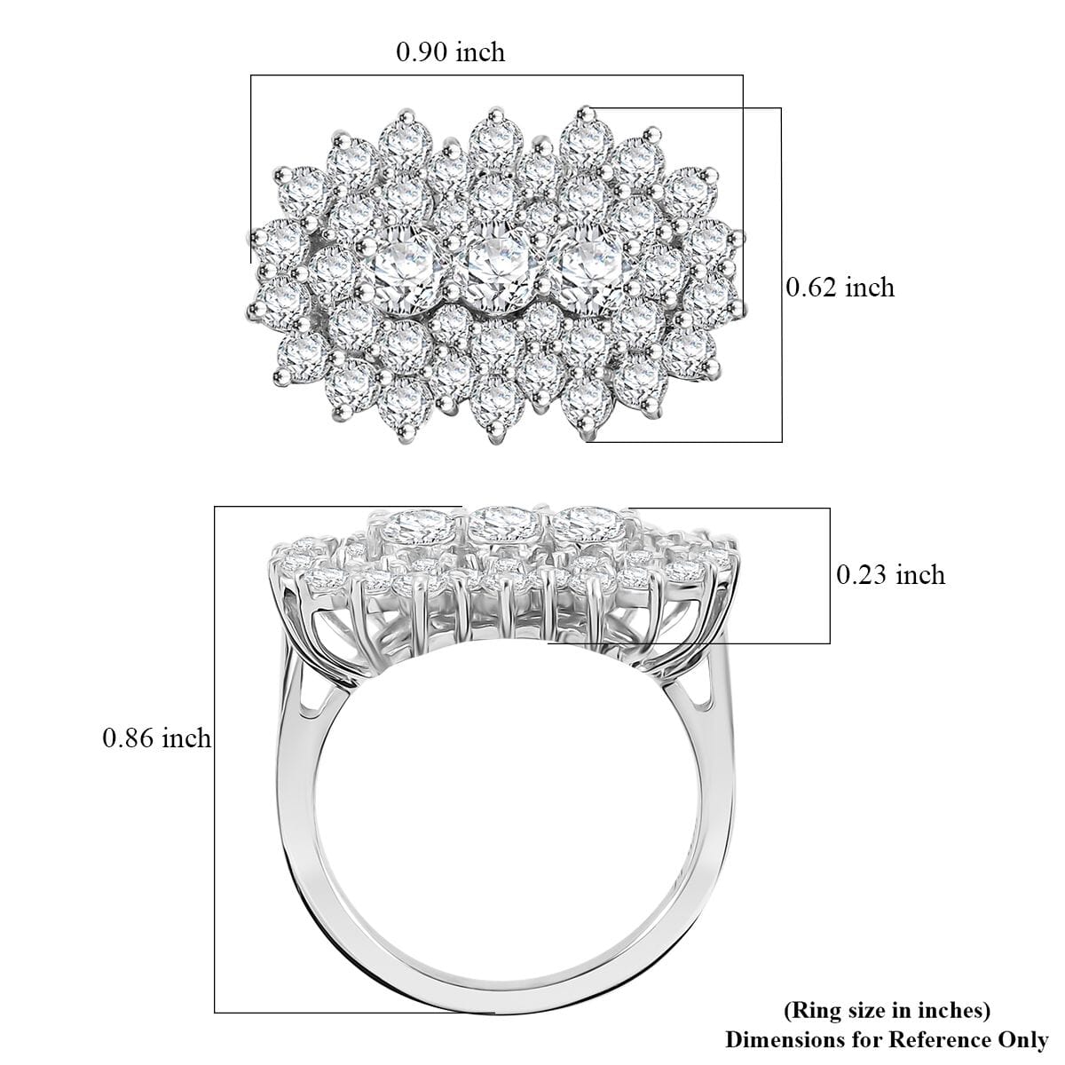 J Francis Embellished with Zirconia by Swarovski 4.15 ctw Floral Cluster Ring in Rhodium Over Sterling Silver (Size 8.0) image number 6