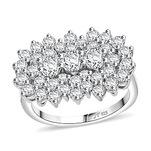 J Francis Embellished with Zirconia by Swarovski 4.15 ctw Floral Cluster Ring in Rhodium Over Sterling Silver (Size 9.0)