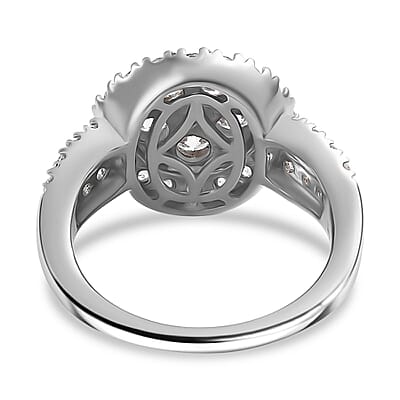 J Francis Embellished with Zirconia by Swarovski 2.40 ctw Cluster Halo Ring in Rhodium Over Sterling Silver (Size 10.0)