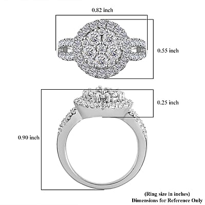 J Francis Embellished with Zirconia by Swarovski 2.40 ctw Cluster Halo Ring in Rhodium Over Sterling Silver (Size 10.0)