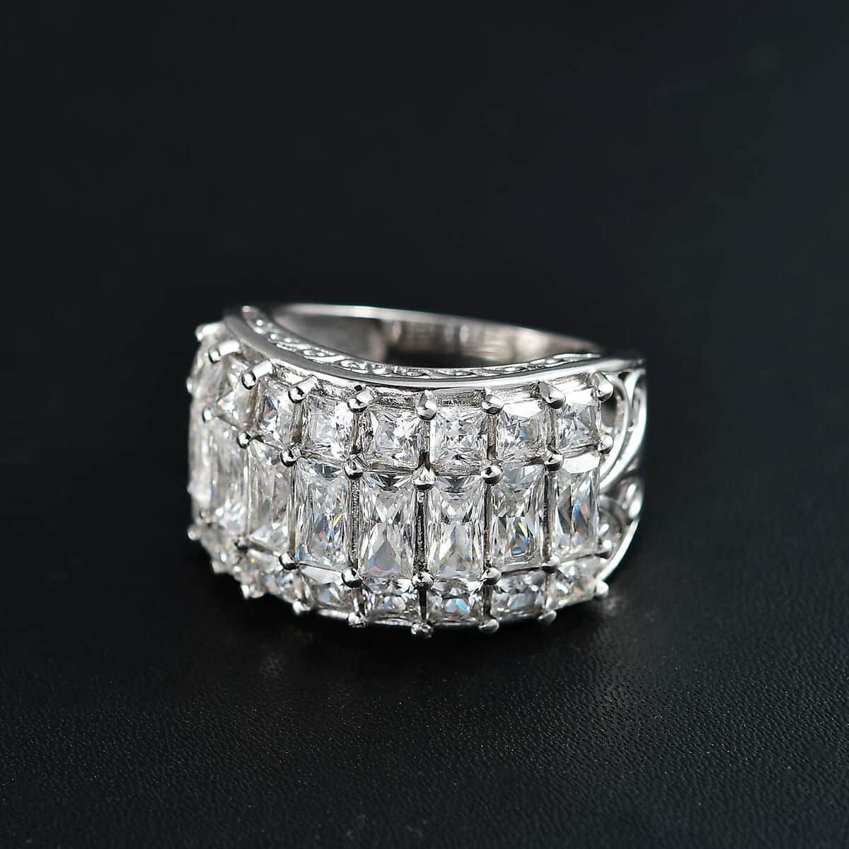 J Francis Embellished with Zirconia by Swarovski 8.50 ctw Ring in Rhodium Over Sterling Silver (Size 10.0) image number 2