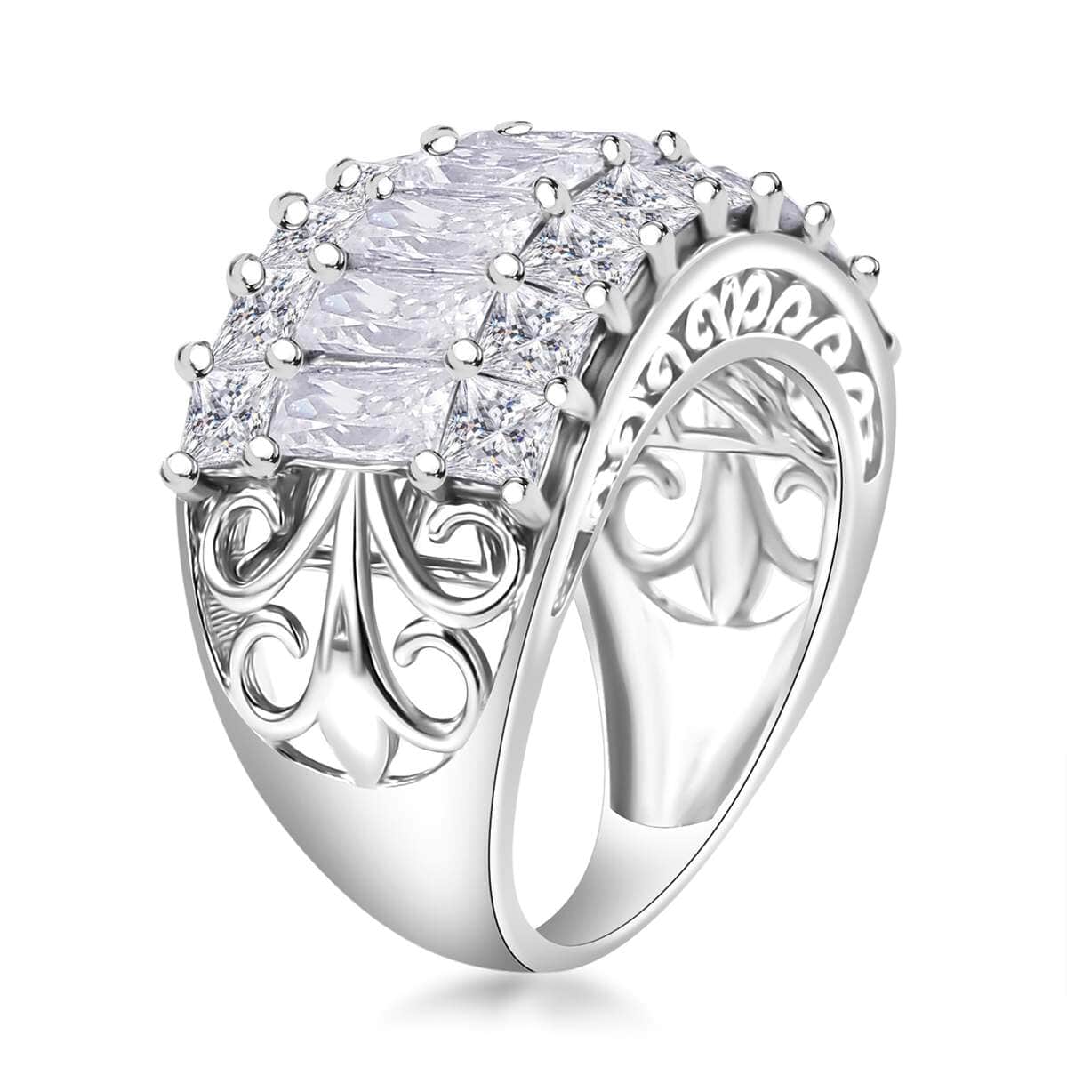 J Francis Embellished with Zirconia by Swarovski 8.50 ctw Ring in Rhodium Over Sterling Silver (Size 10.0) image number 4