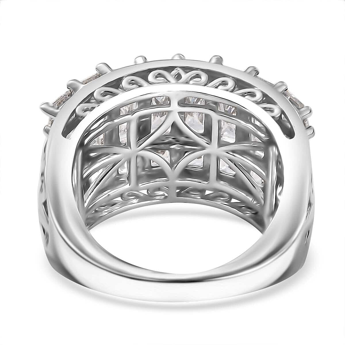 J Francis Embellished with Zirconia by Swarovski 8.50 ctw Ring in Rhodium Over Sterling Silver (Size 10.0)