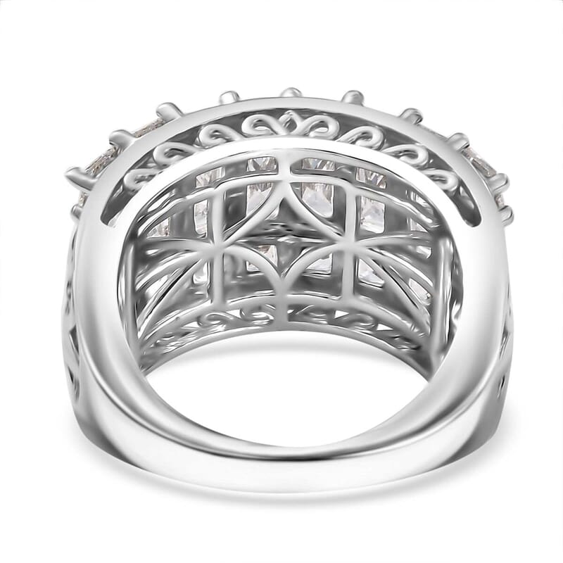 J Francis Embellished with Zirconia by Swarovski 8.50 ctw Ring in Rhodium Over Sterling Silver (Size 10.0)