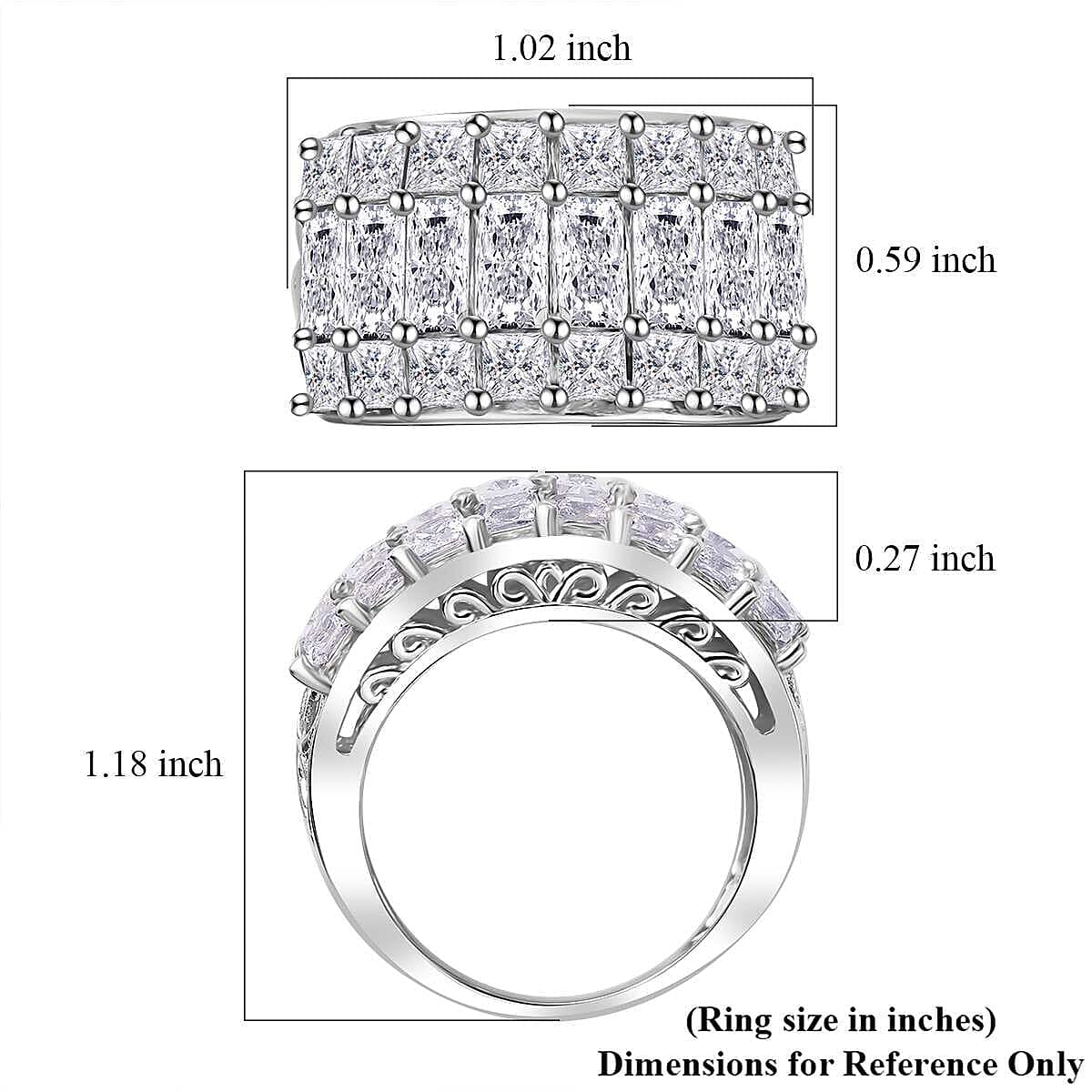 J Francis Embellished with Zirconia by Swarovski 8.50 ctw Ring in Rhodium Over Sterling Silver (Size 10.0)